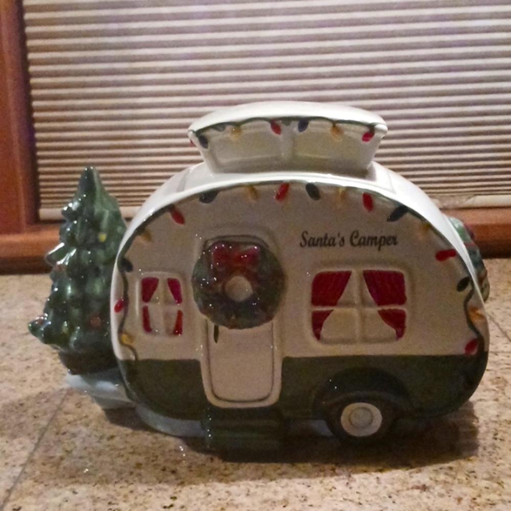 Blue Sky Santa's Camper Cookie Jar NWOT